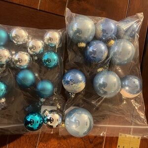Blue and Silver Holiday Christmas tree ornaments